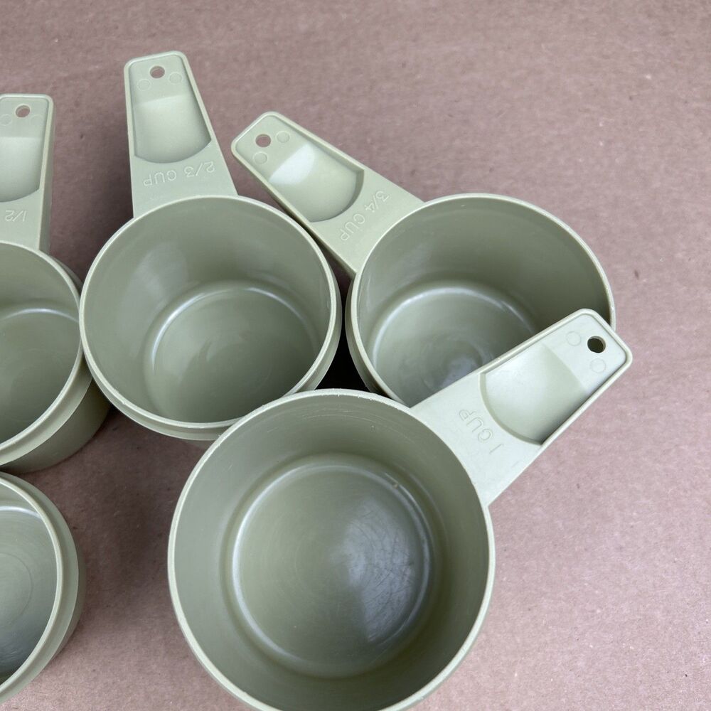 Vintage Tupperware Measuring Cups Set of 5 Avocado Green Retro - Picture 6 of 11